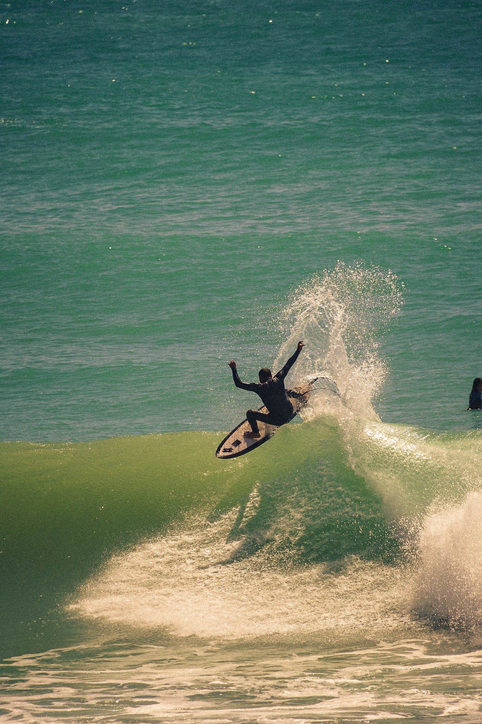 Ramdani Yassine surfing a wave on the Moroccan Atlantic coast